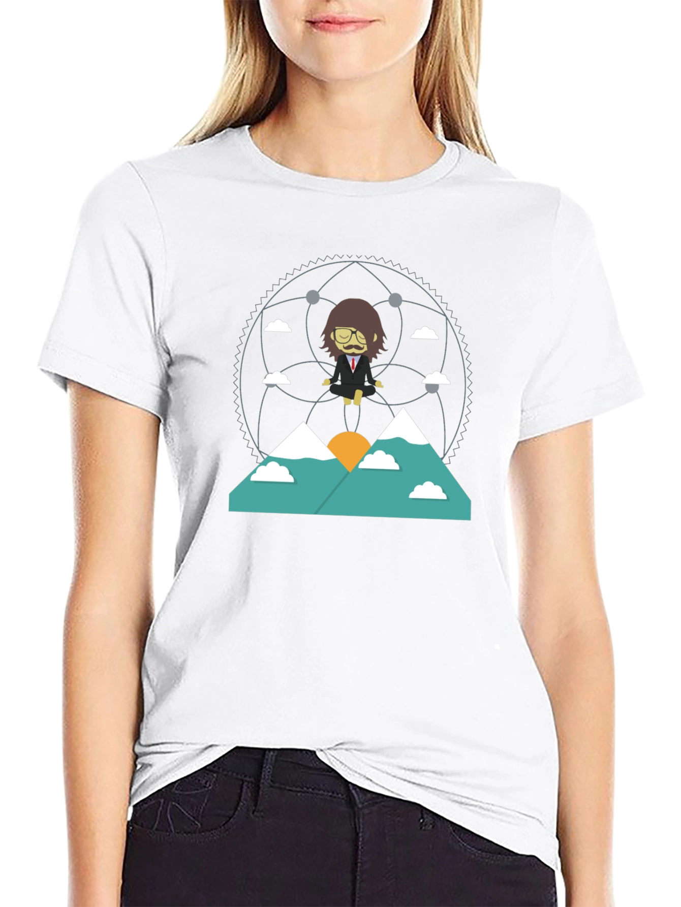 Zen Mountain Cartoon Graphic Tee