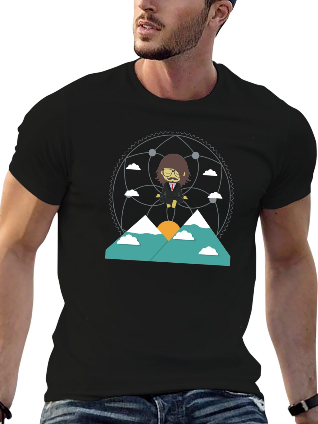 Zen Mountain Cartoon Graphic Tee