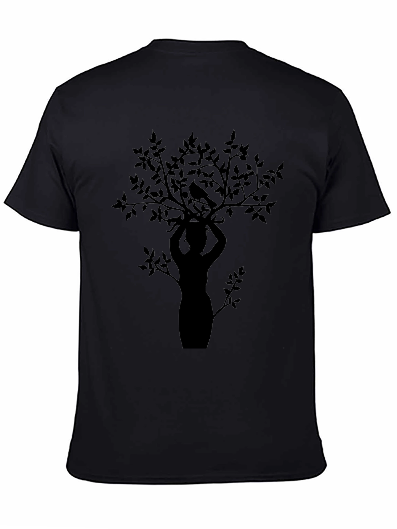 Nature Silhouette Graphic Tee - Black Cotton Blend