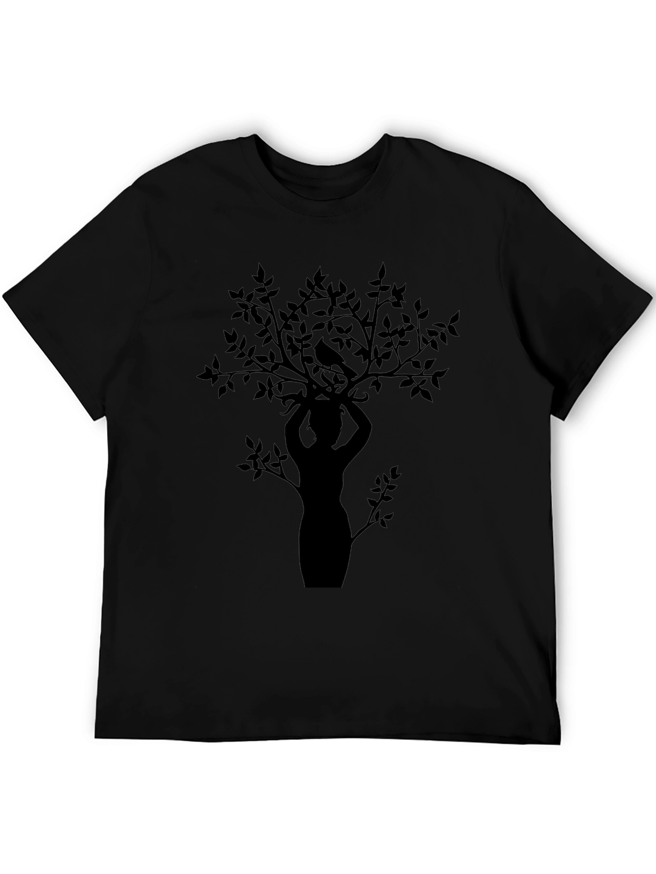 Nature Silhouette Graphic Tee - Black Cotton Blend