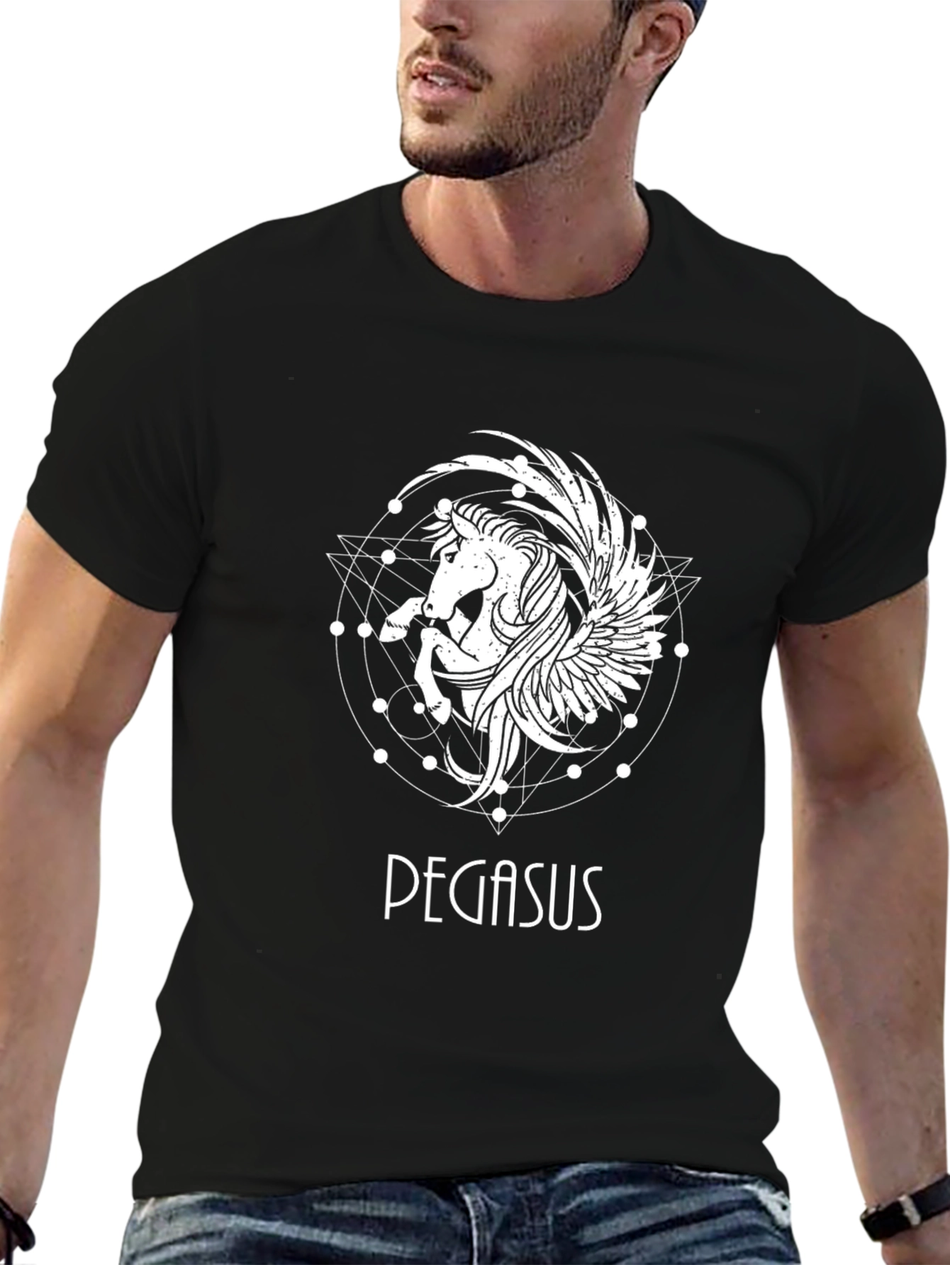Pegasus Graphic Tee - Stylish Black T-Shirt