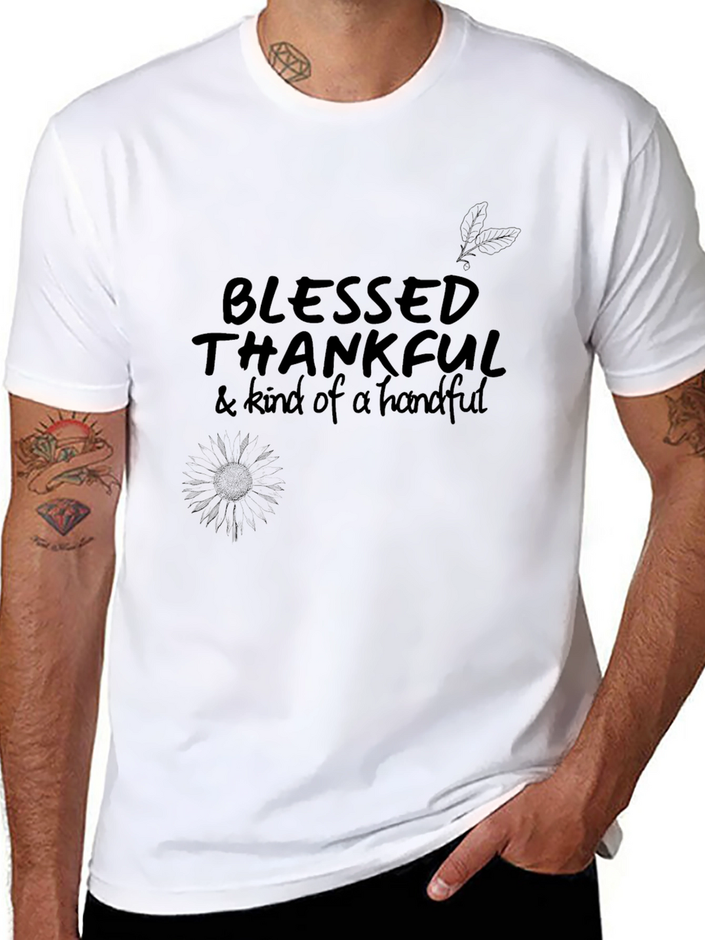 Blessed Thankful Graphic Tee - Black