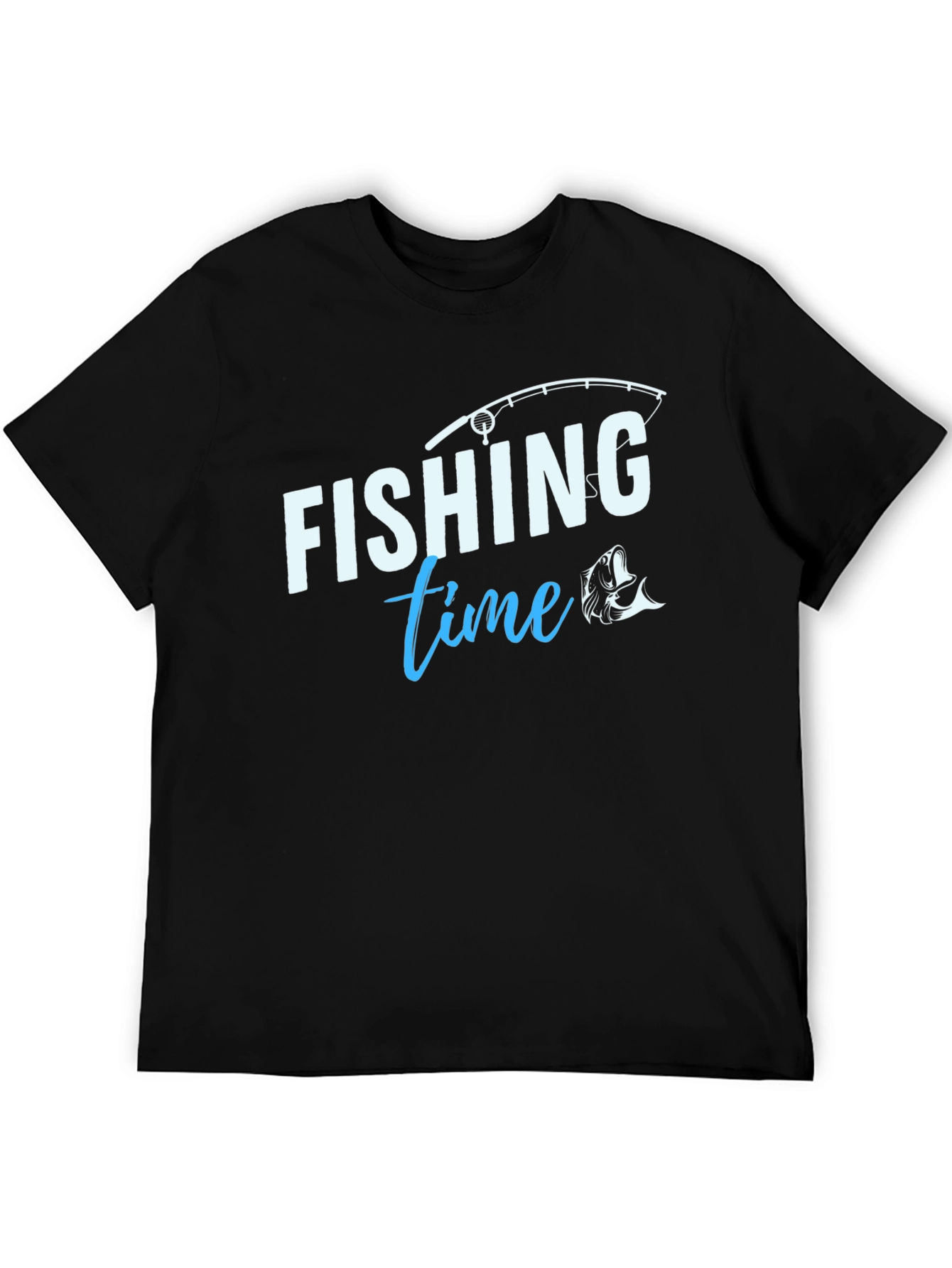 Fishing Time T-Shirt - Black Crew Neck Tee