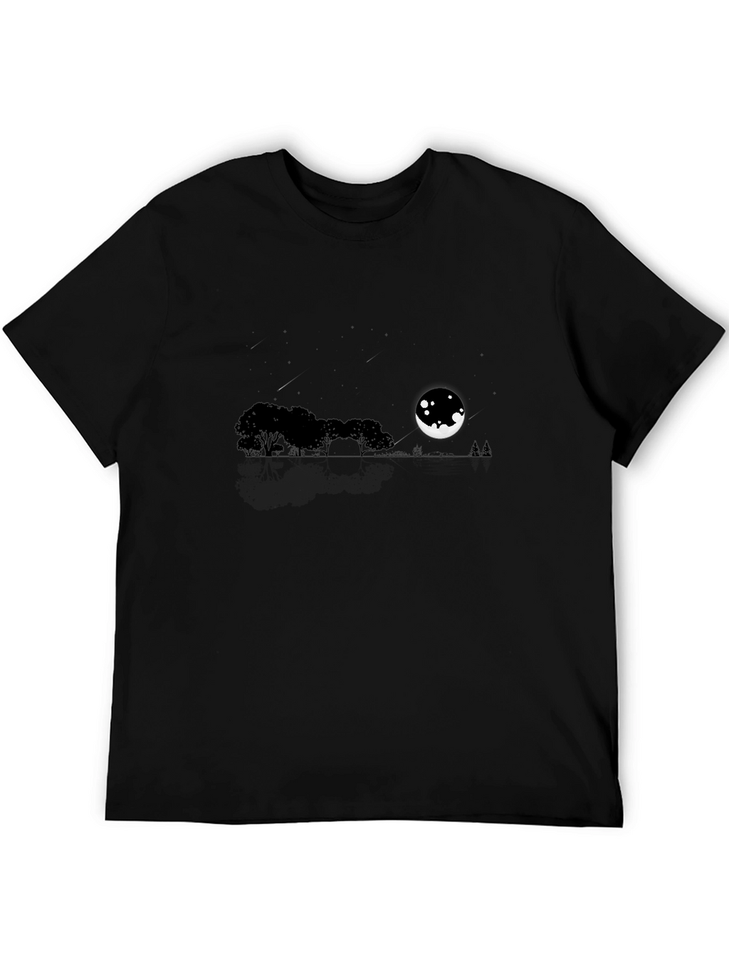 Mens Black Moonlit Landscape T-Shirt