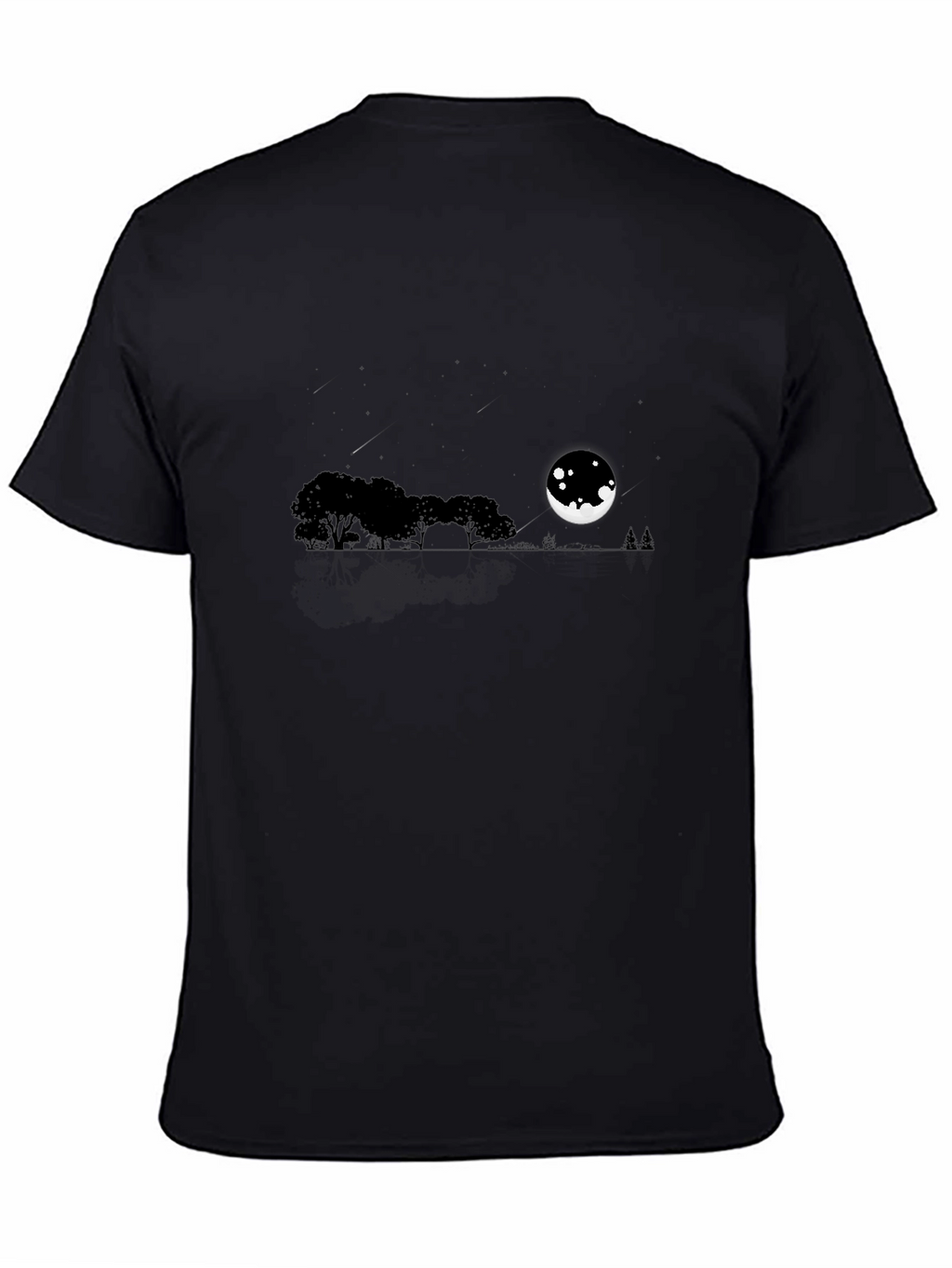 Mens Black Moonlit Landscape T-Shirt