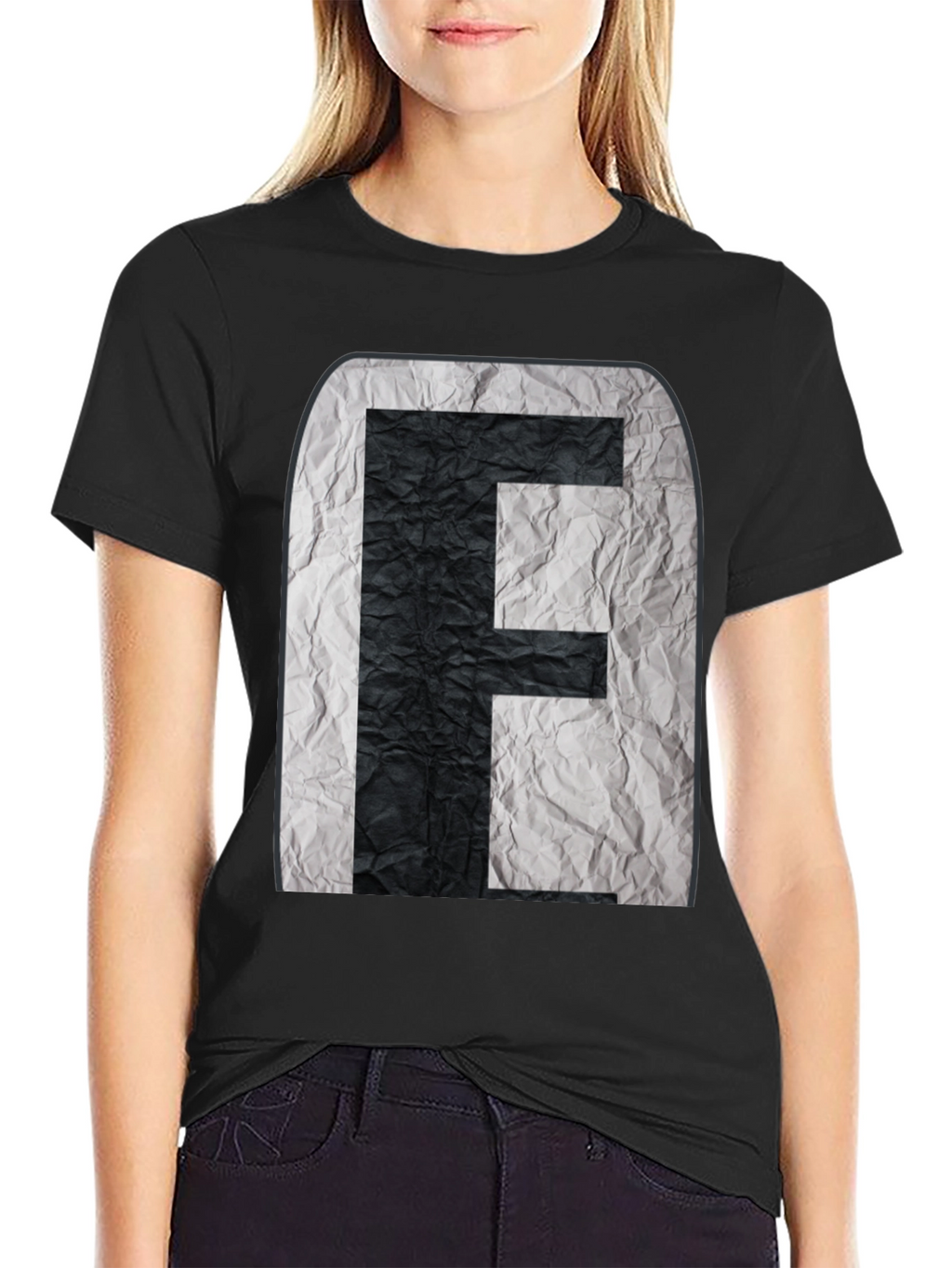 Abstract Initial F Graphic Black Tee
