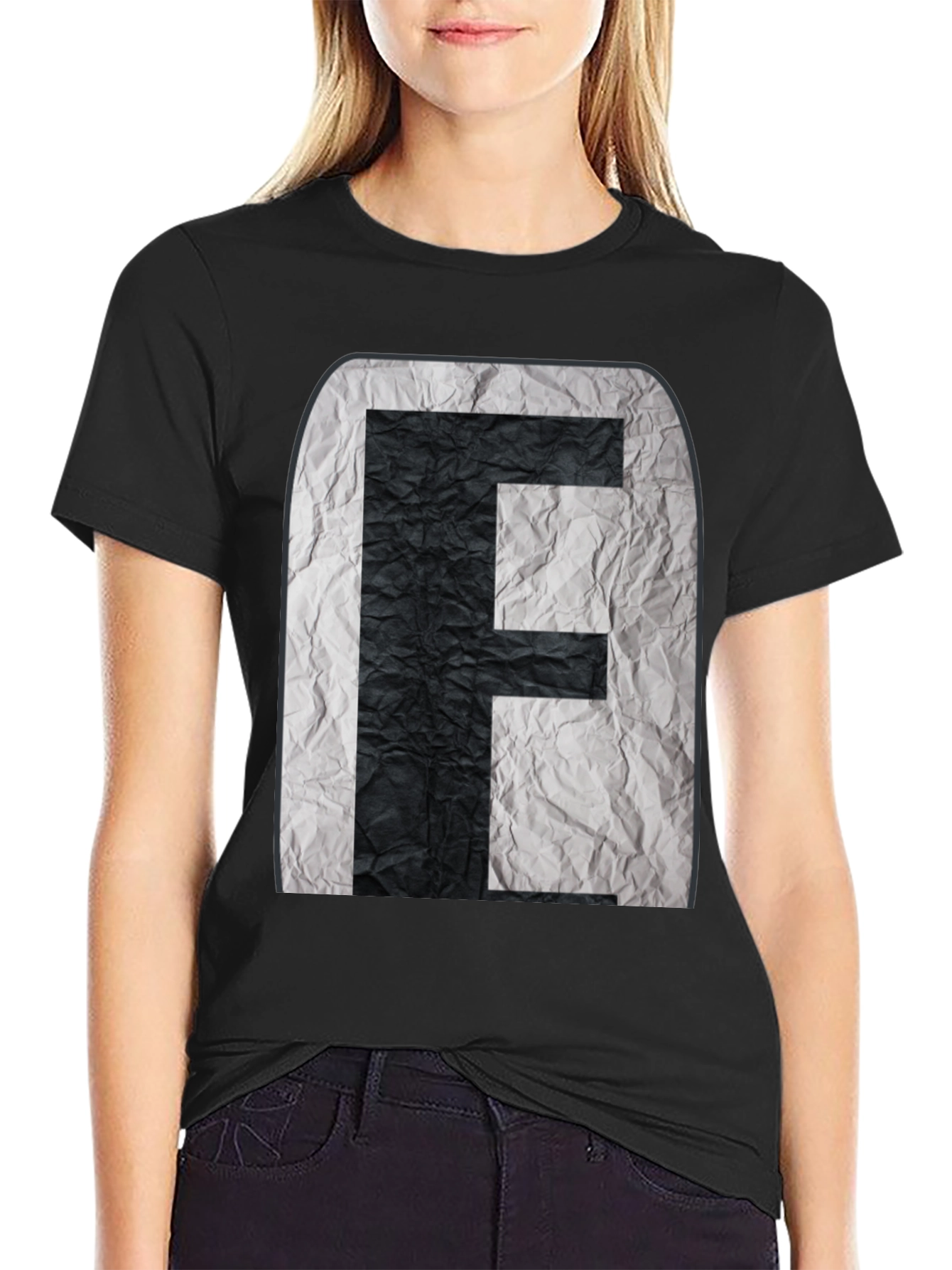 Abstract Initial F Graphic Black Tee