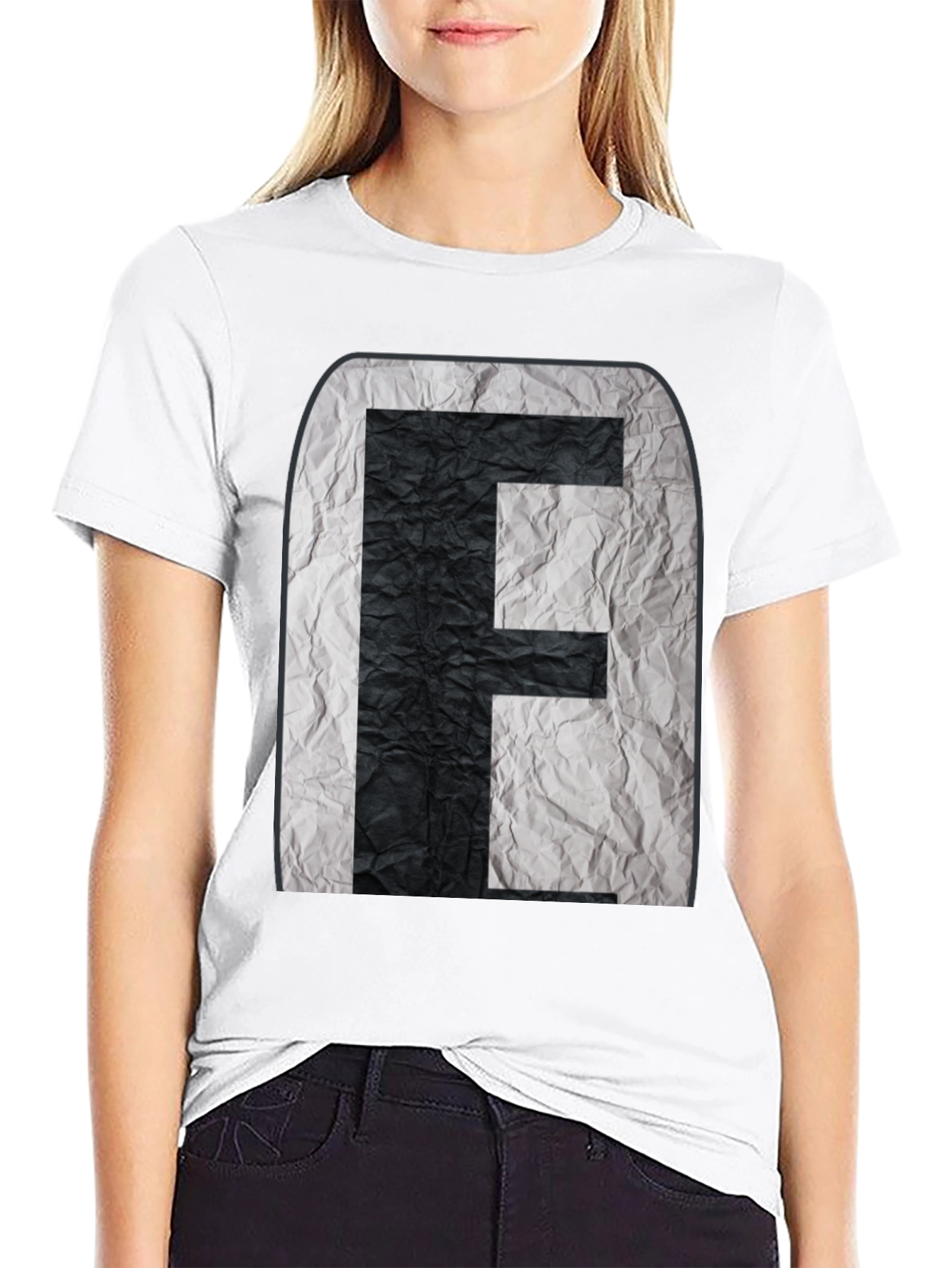 Abstract Initial F Graphic Black Tee