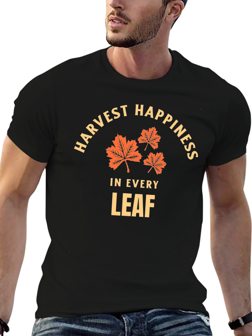 Harvest Happiness T-Shirt - Fall Leaves Design