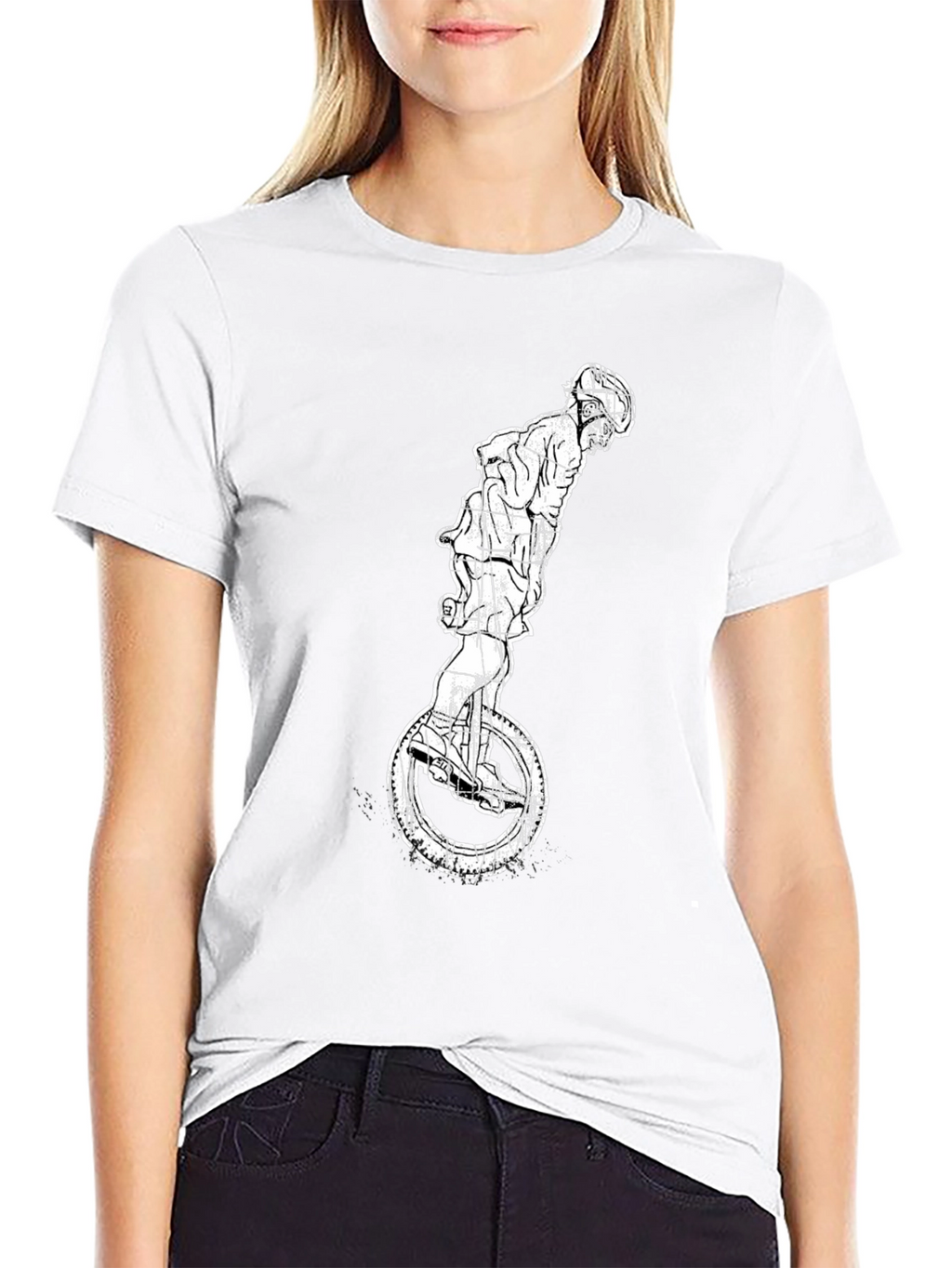Unicycle Rider Graphic Tee - Cool Black T-Shirt