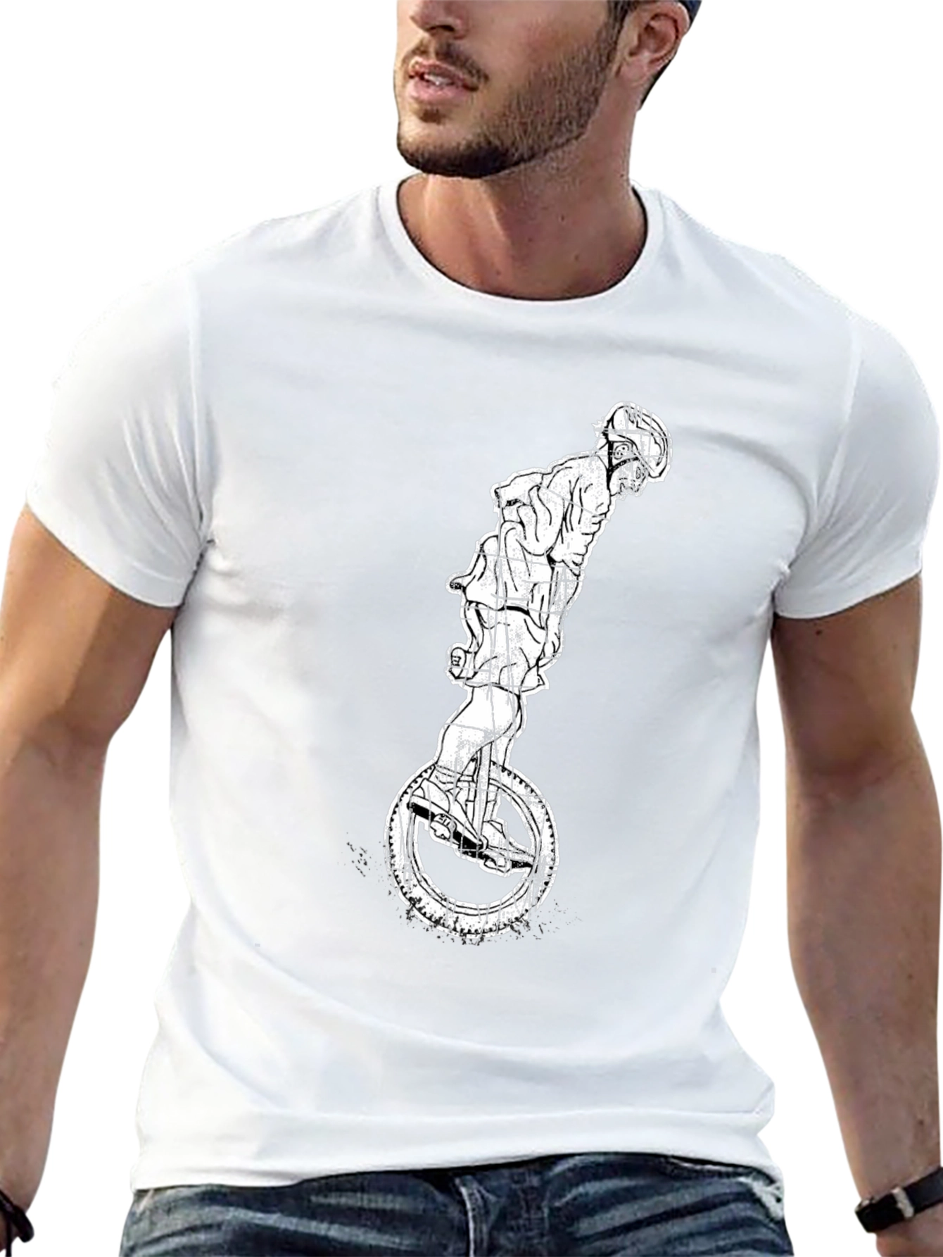 Unicycle Rider Graphic Tee - Cool Black T-Shirt