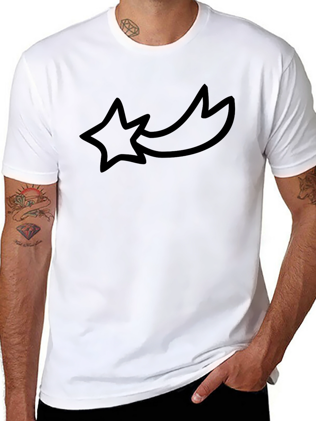 Black Graphic Tee - Shooting Star Design