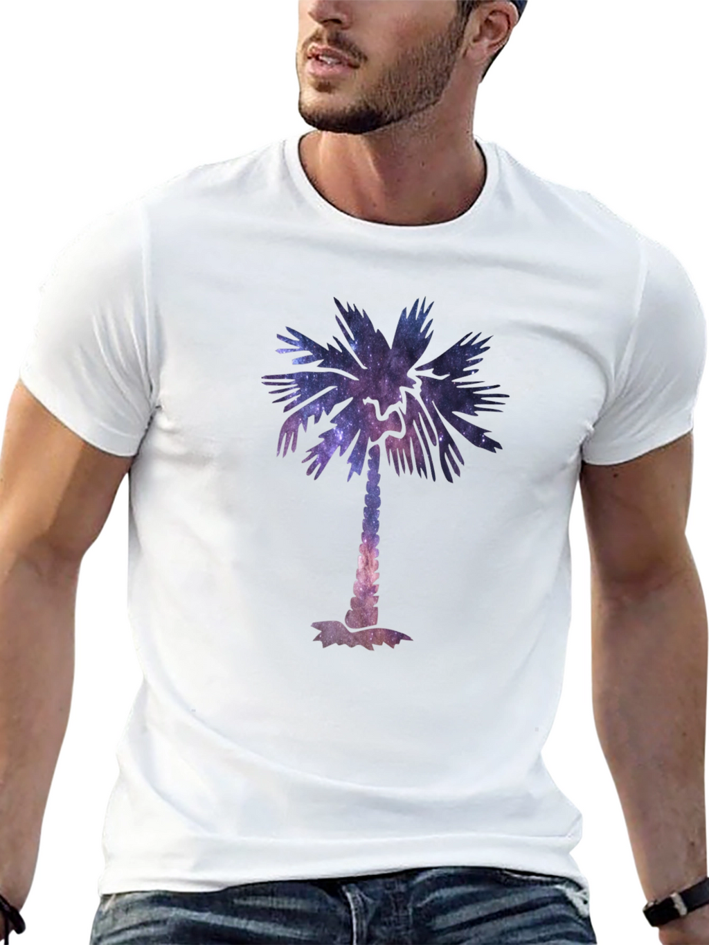 Galaxy Palm Tree Graphic Tee - Cool Unisex T-Shirt