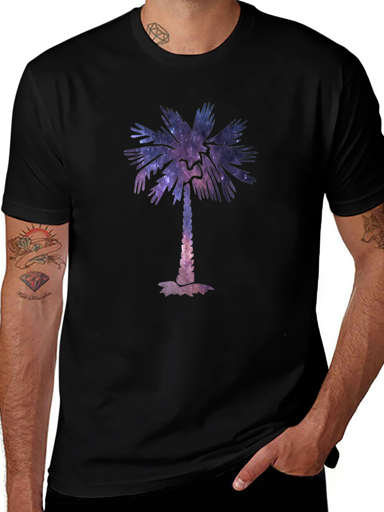 Galaxy Palm Tree Graphic Tee - Cool Unisex T-Shirt