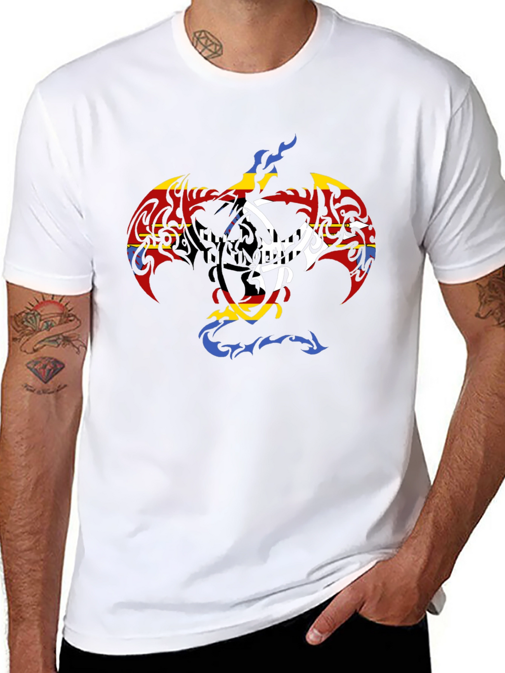 Tribal Dragon Graphic Black T-Shirt