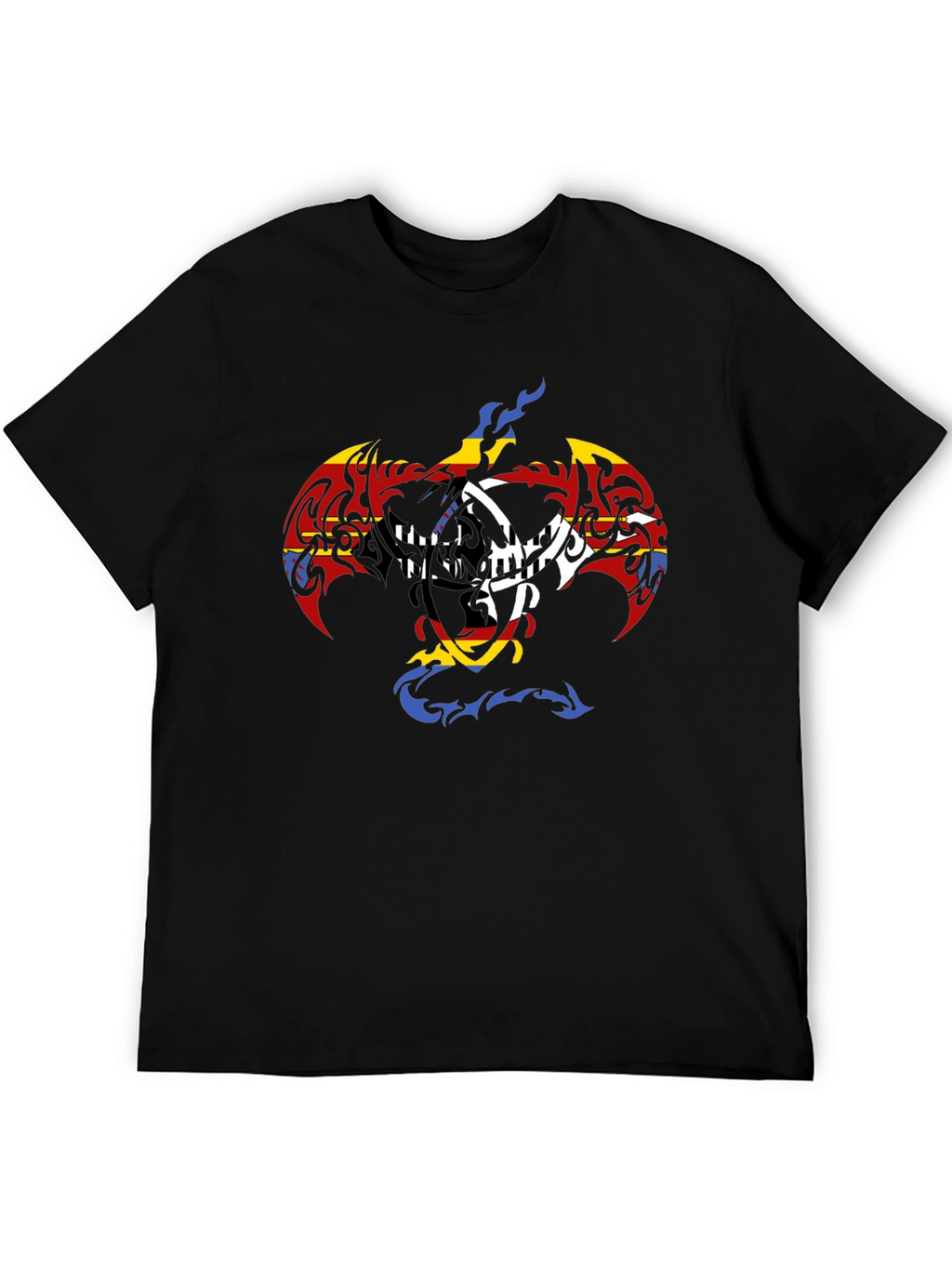 Tribal Dragon Graphic Black T-Shirt