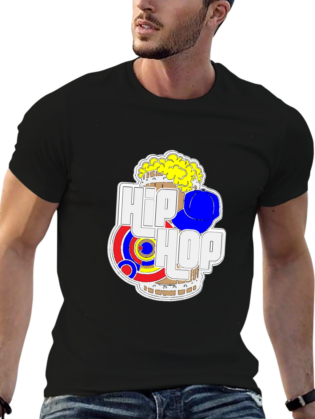 Hip Hop Graphic T-Shirt - Black