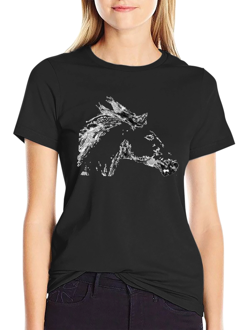 Black Horse Graphic Tee - Stylish Mens T-Shirt