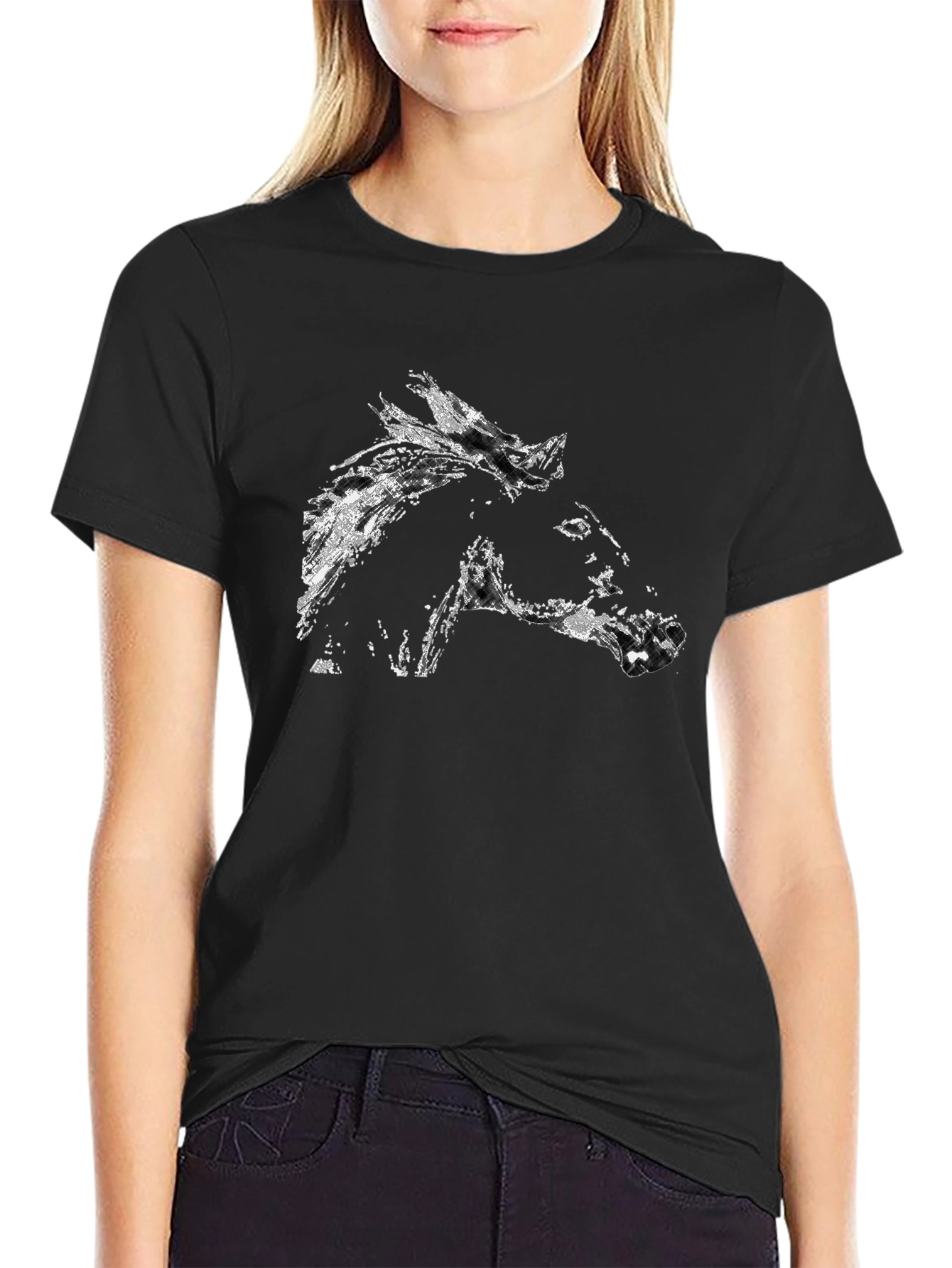 Black Horse Graphic Tee - Stylish Mens T-Shirt