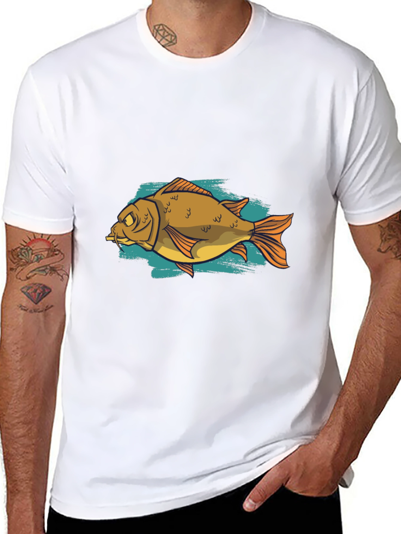 Funny Fish Graphic Black T-Shirt
