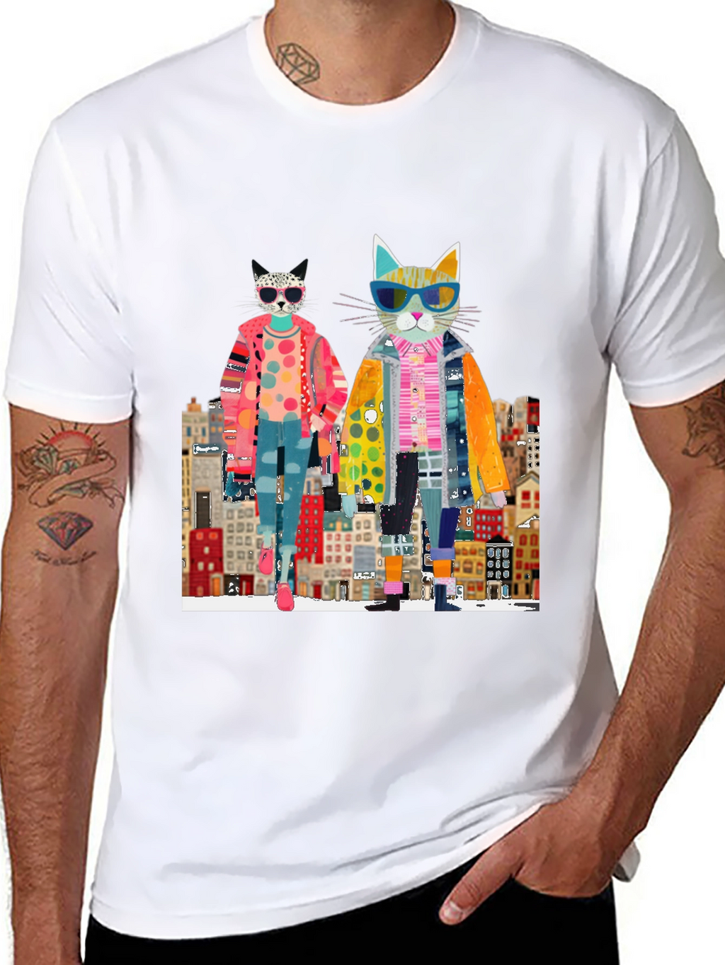 Cats in the City Black Graphic Tee