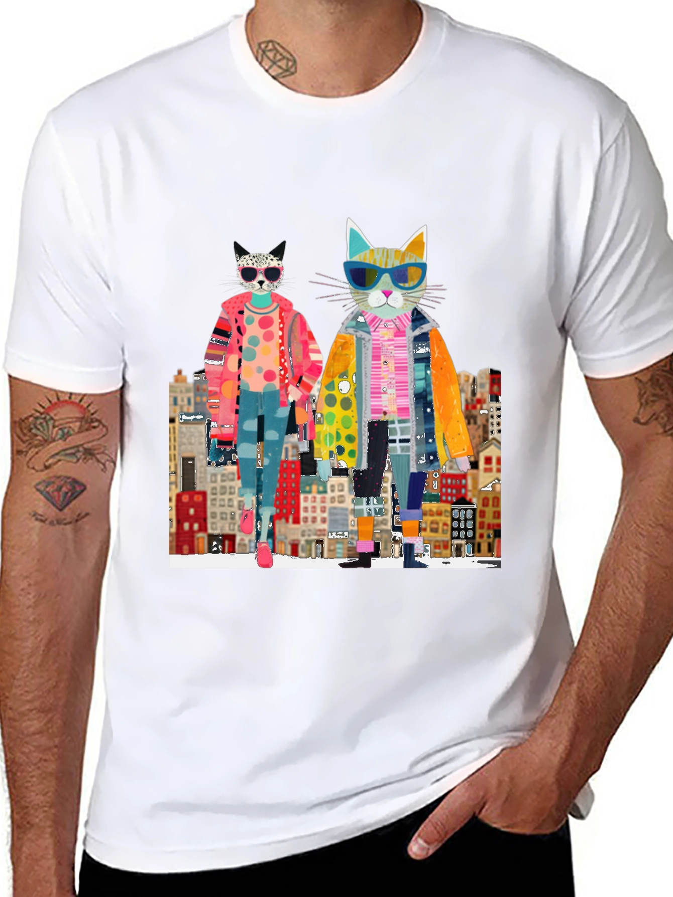 Cats in the City Black Graphic Tee