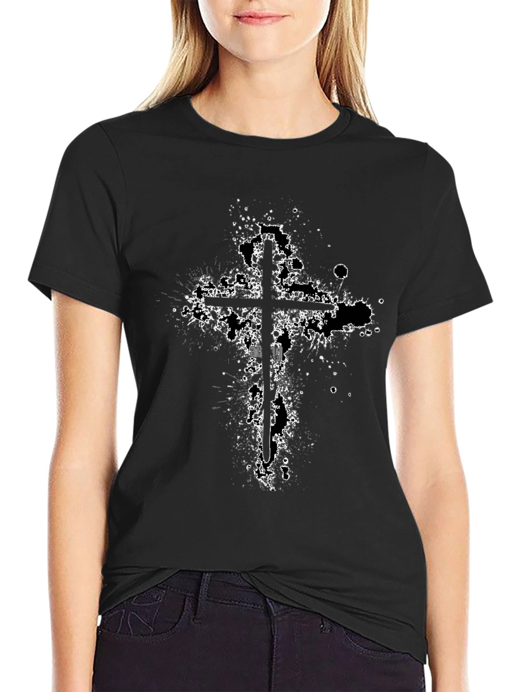 Grunge Cross Graphic T-Shirt
