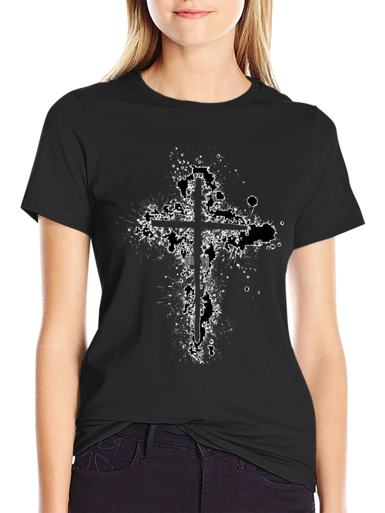 Grunge Cross Graphic T-Shirt