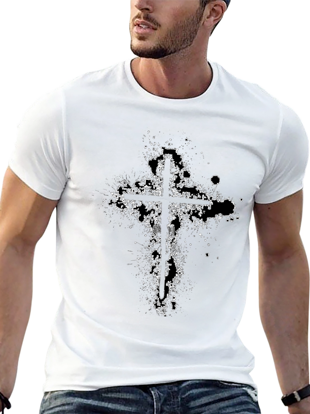 Grunge Cross Graphic T-Shirt