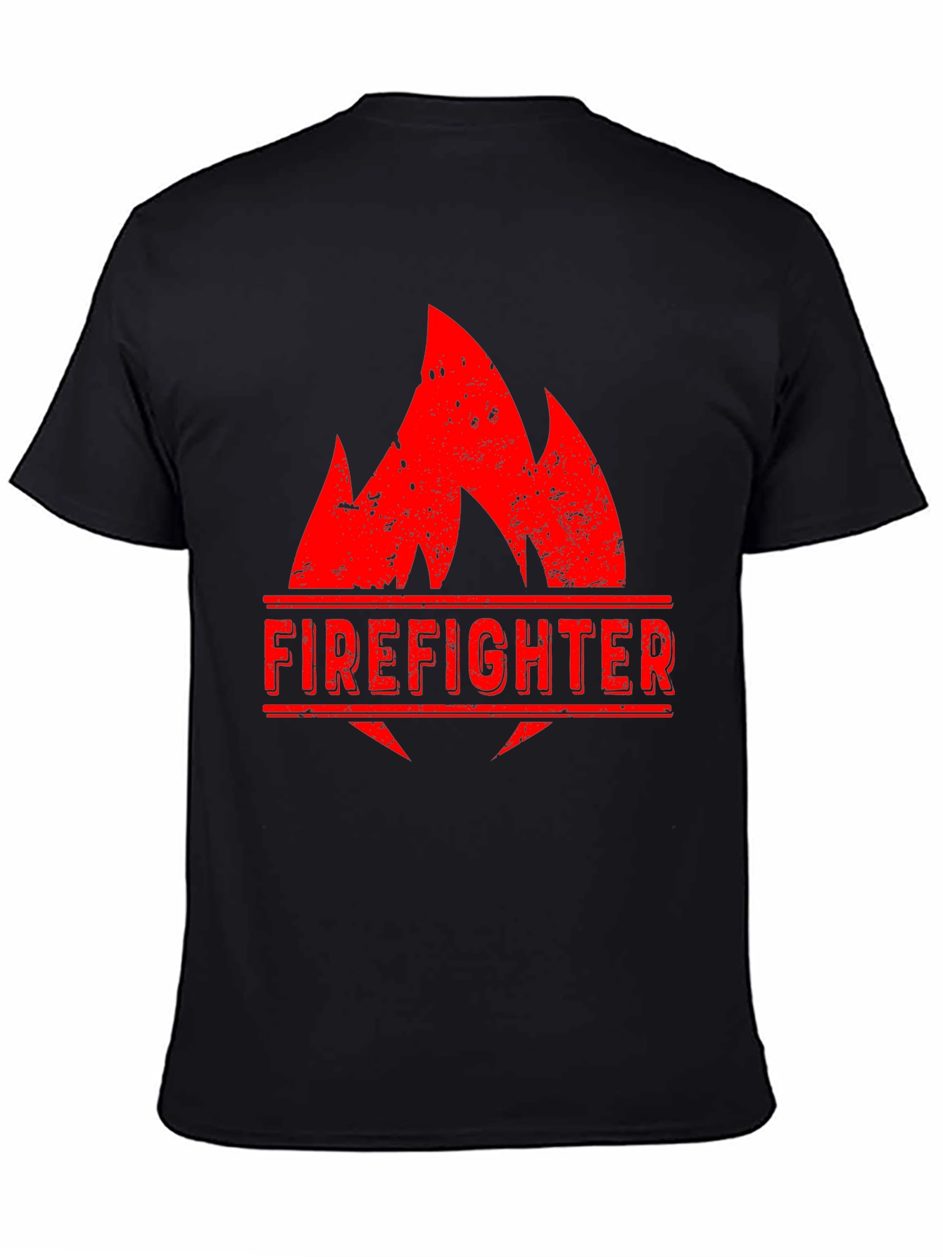 Firefighter Flame Graphic Black T-Shirt