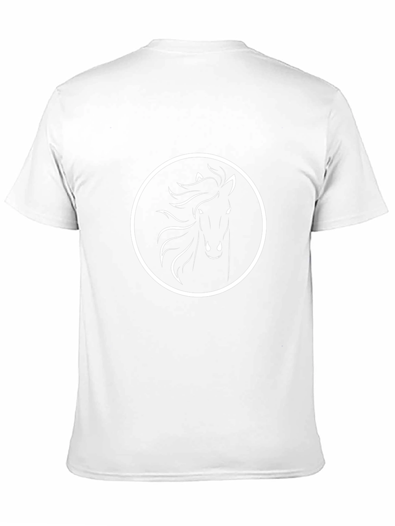 Black T-Shirt with White Horse Circle Design