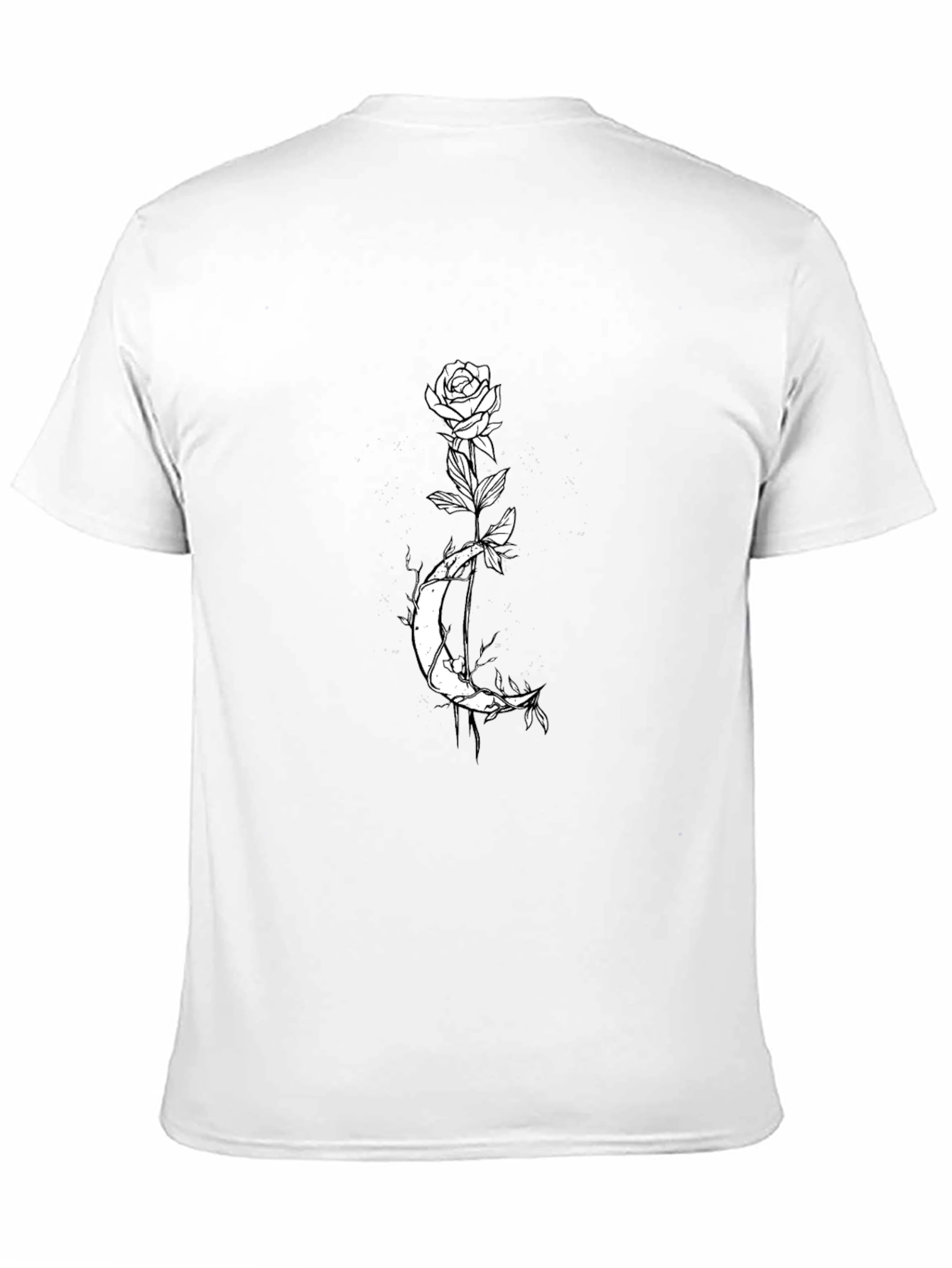 Rose Moon Graphic Tee - Black Cotton Casual Shirt
