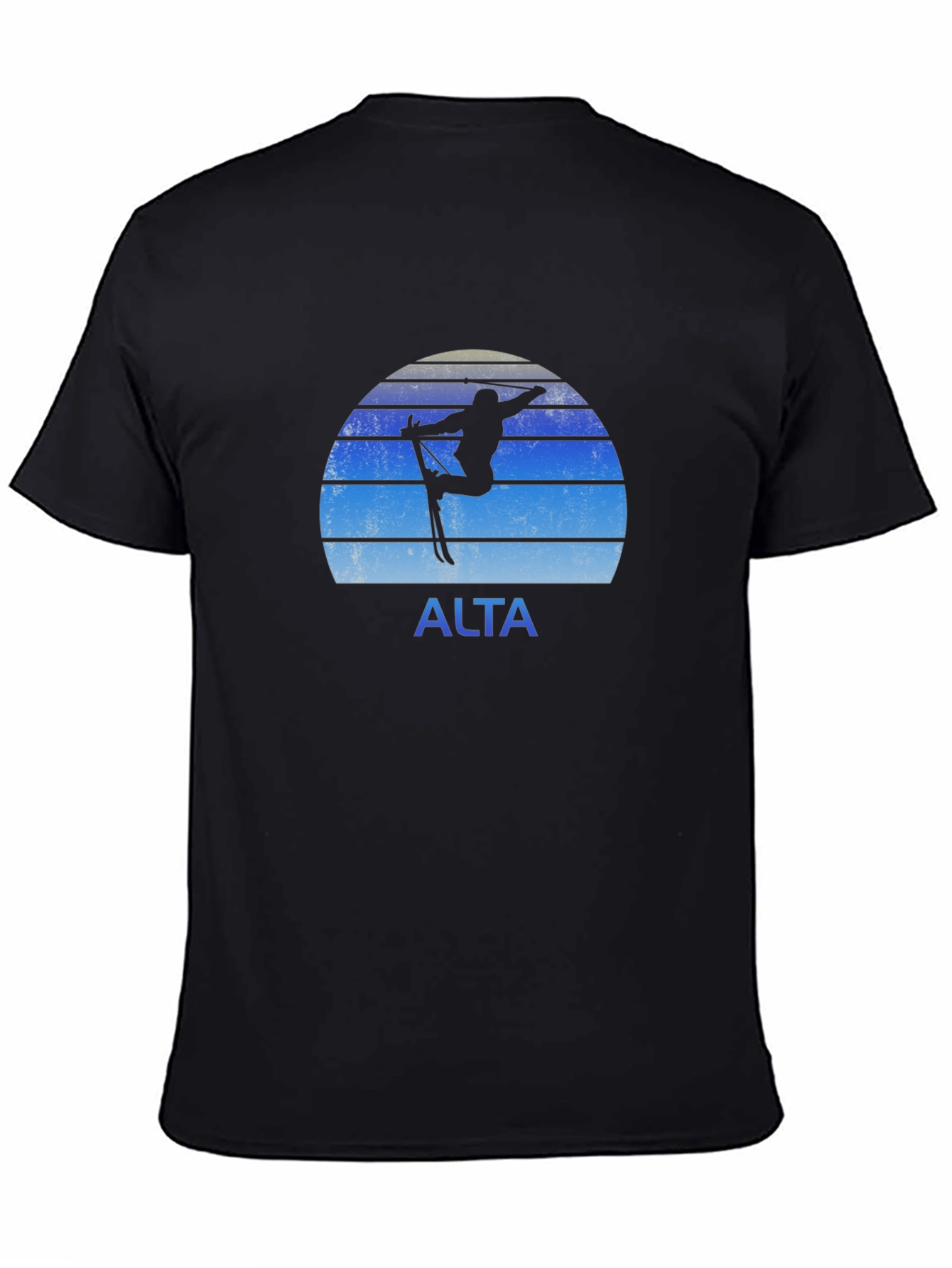 Alta Skiing T-Shirt Black Retro Graphic Tee
