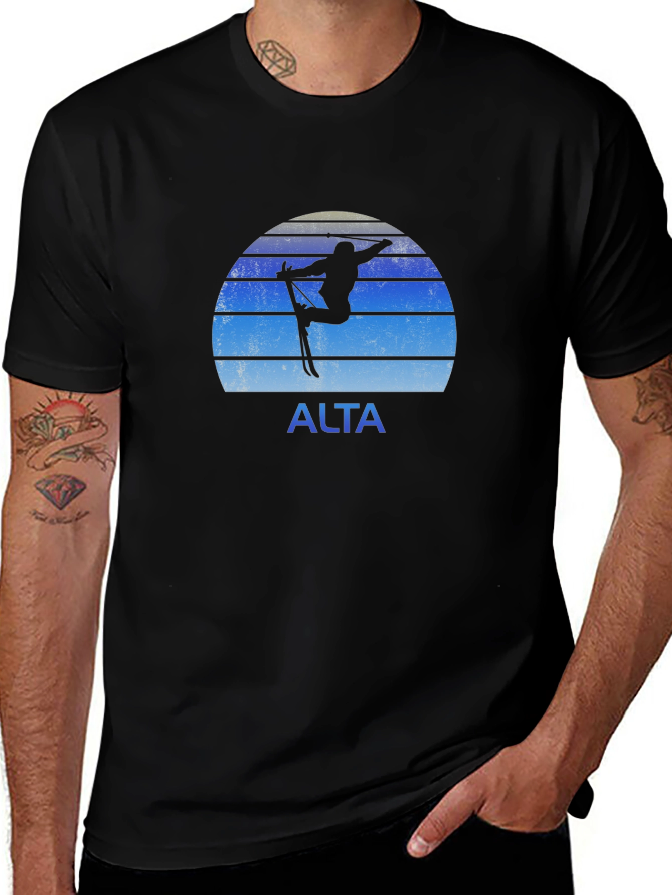Alta Skiing T-Shirt Black Retro Graphic Tee