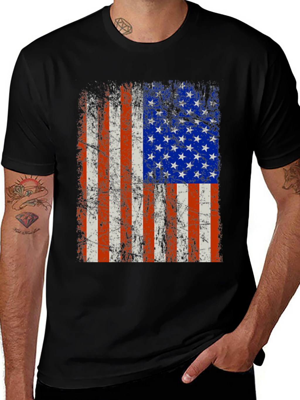 Distressed American Flag Graphic Tee