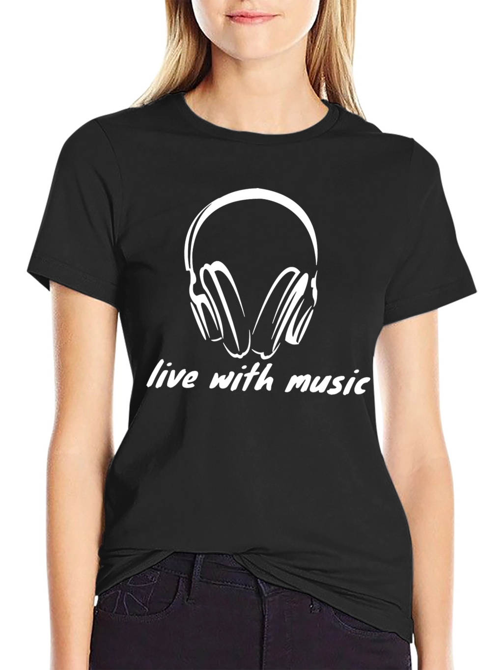Live with Music Black Graphic Tee