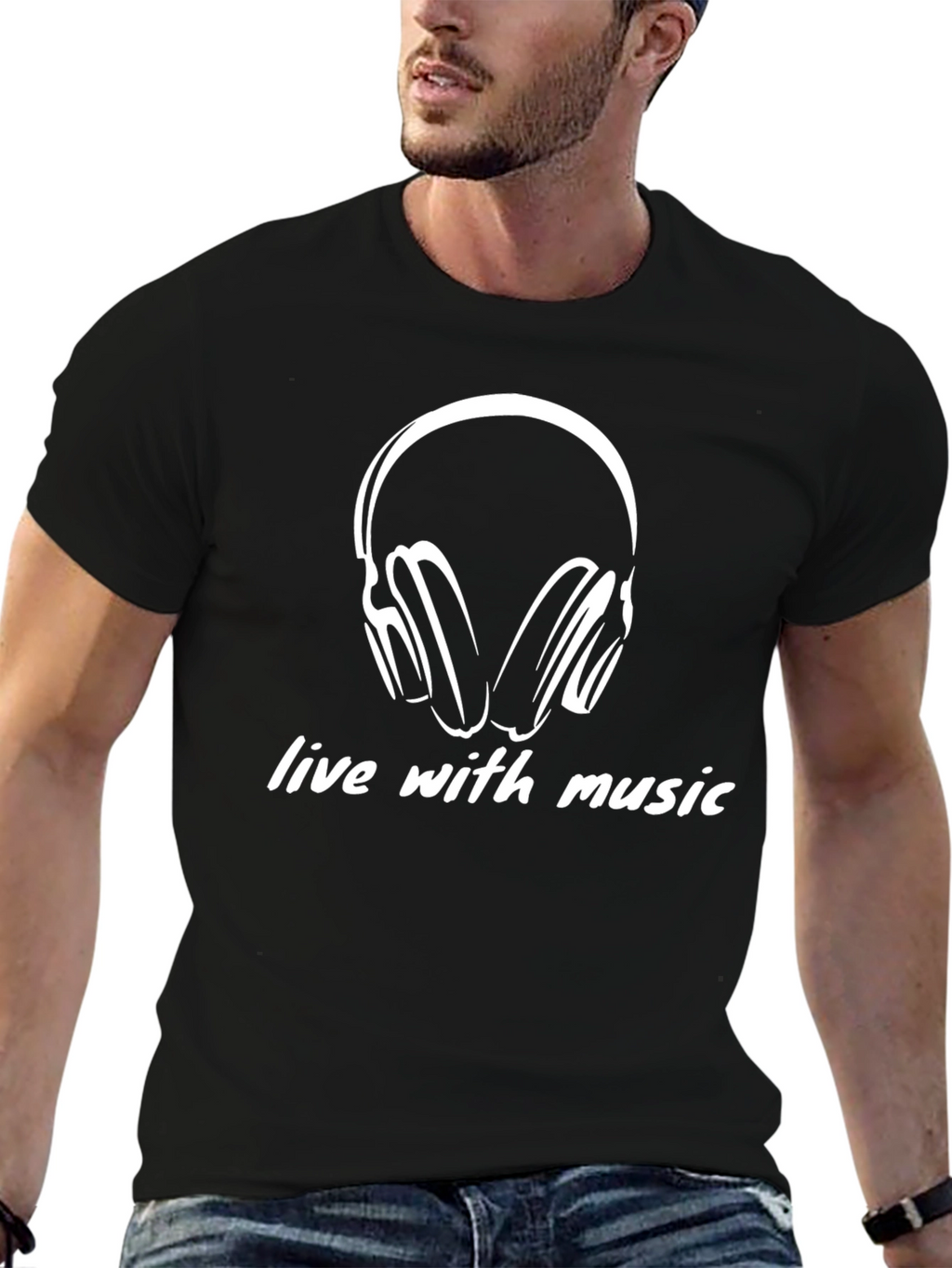 Live with Music Black Graphic Tee