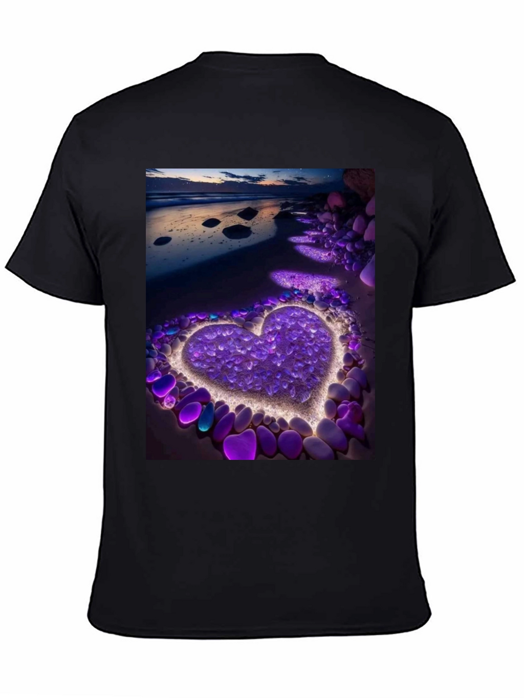 Heart Beach Print Tee - Stylish Graphic T-Shirt