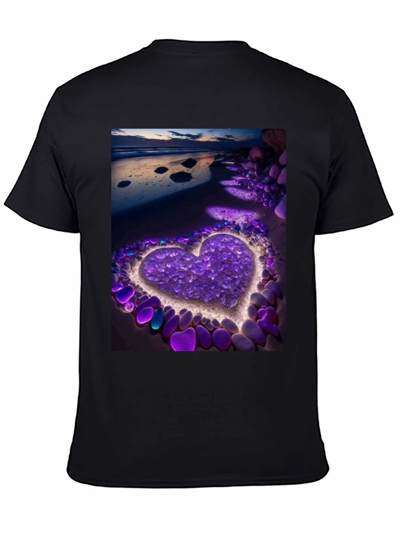 Heart Beach Print Tee - Stylish Graphic T-Shirt