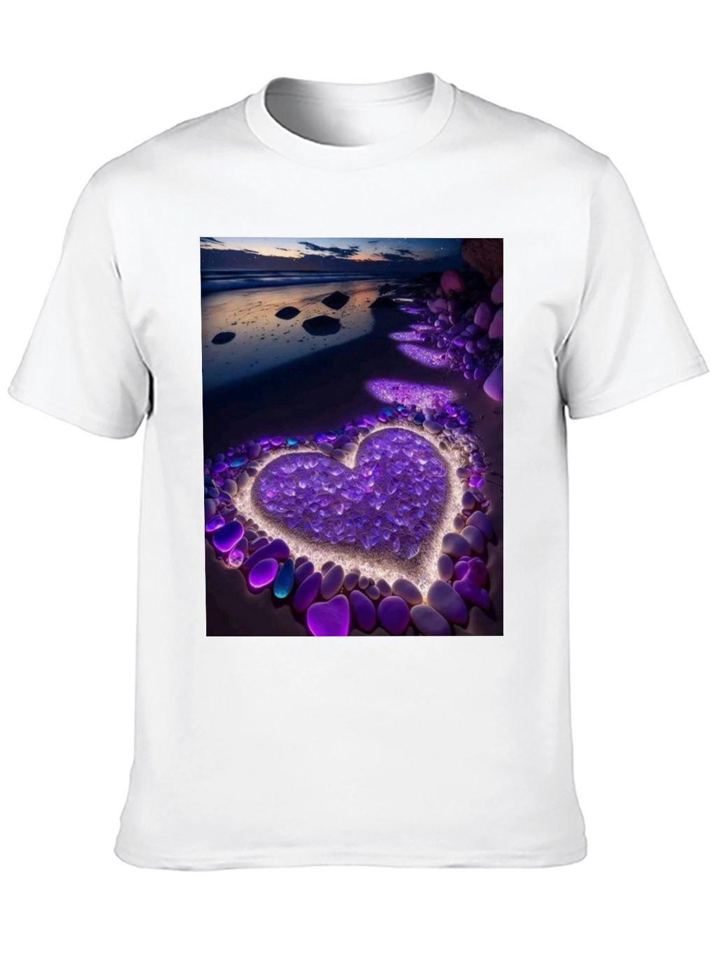Heart Beach Print Tee - Stylish Graphic T-Shirt