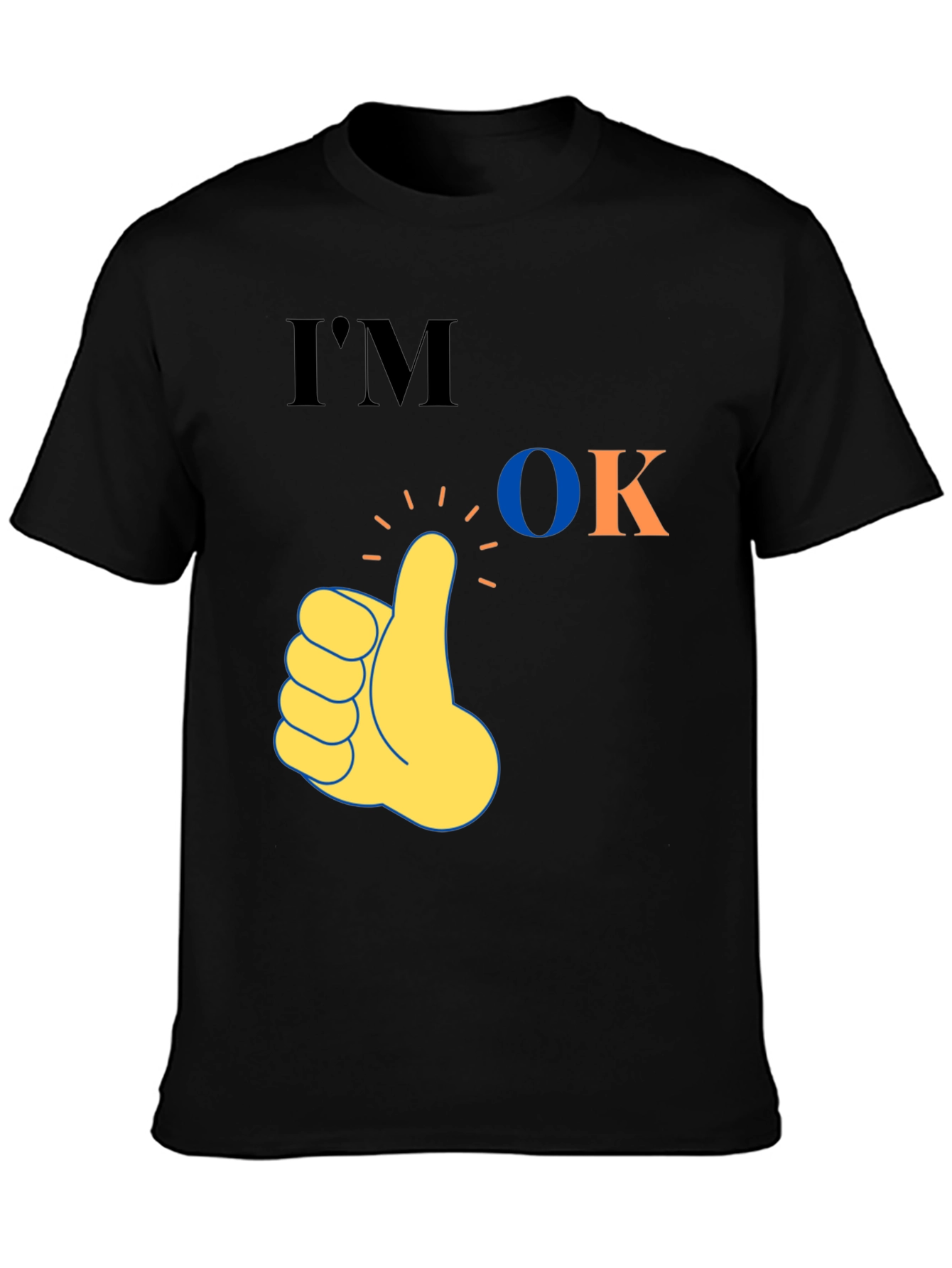 Im OK Thumbs Up Graphic Tee - Black Cotton Comfort