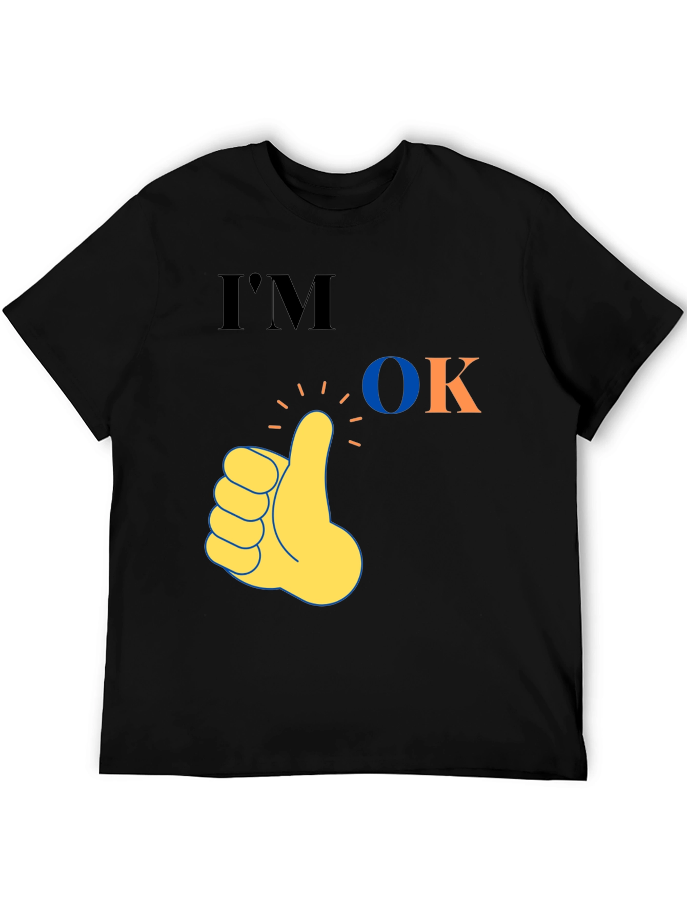 Im OK Thumbs Up Graphic Tee - Black Cotton Comfort