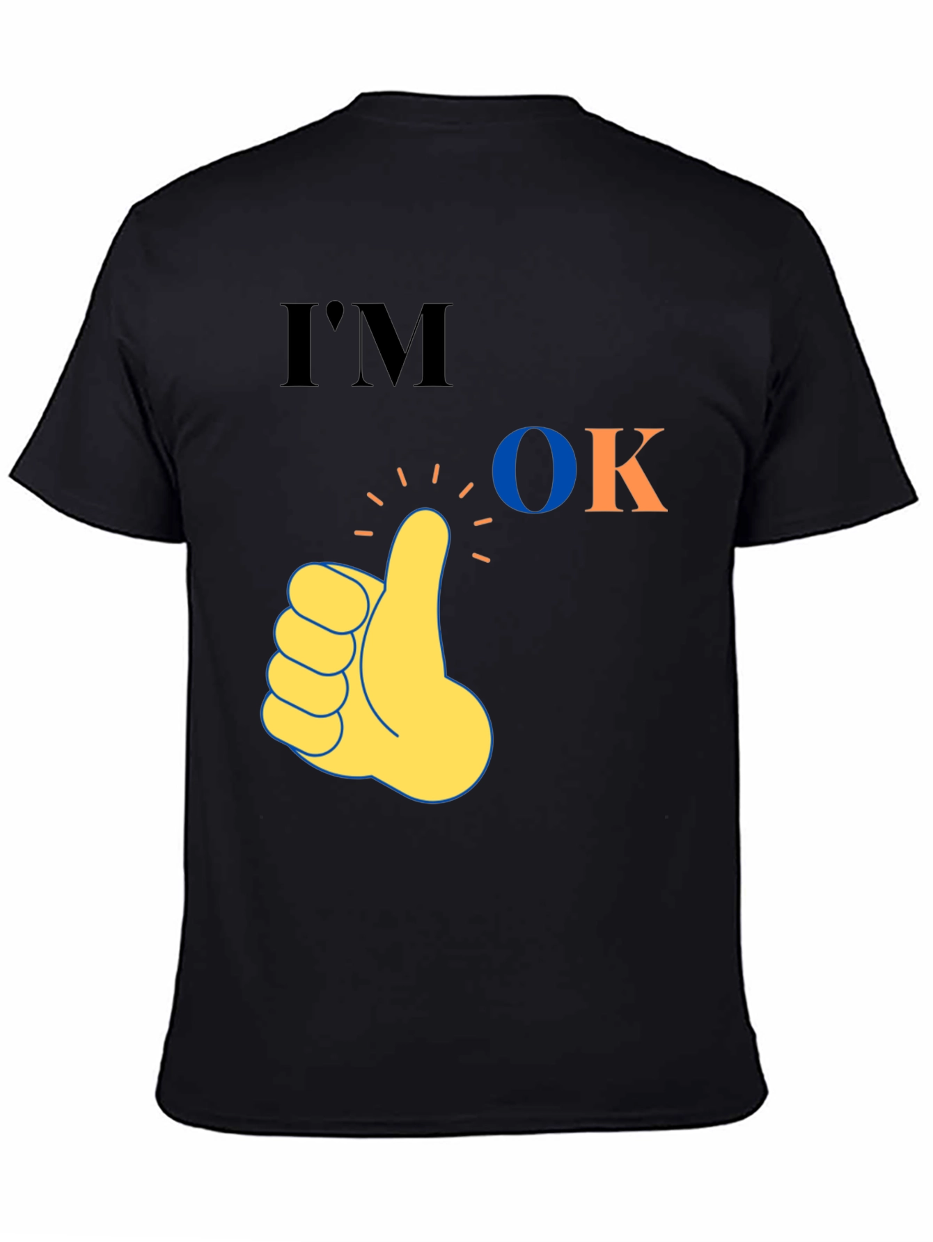 Im OK Thumbs Up Graphic Tee - Black Cotton Comfort