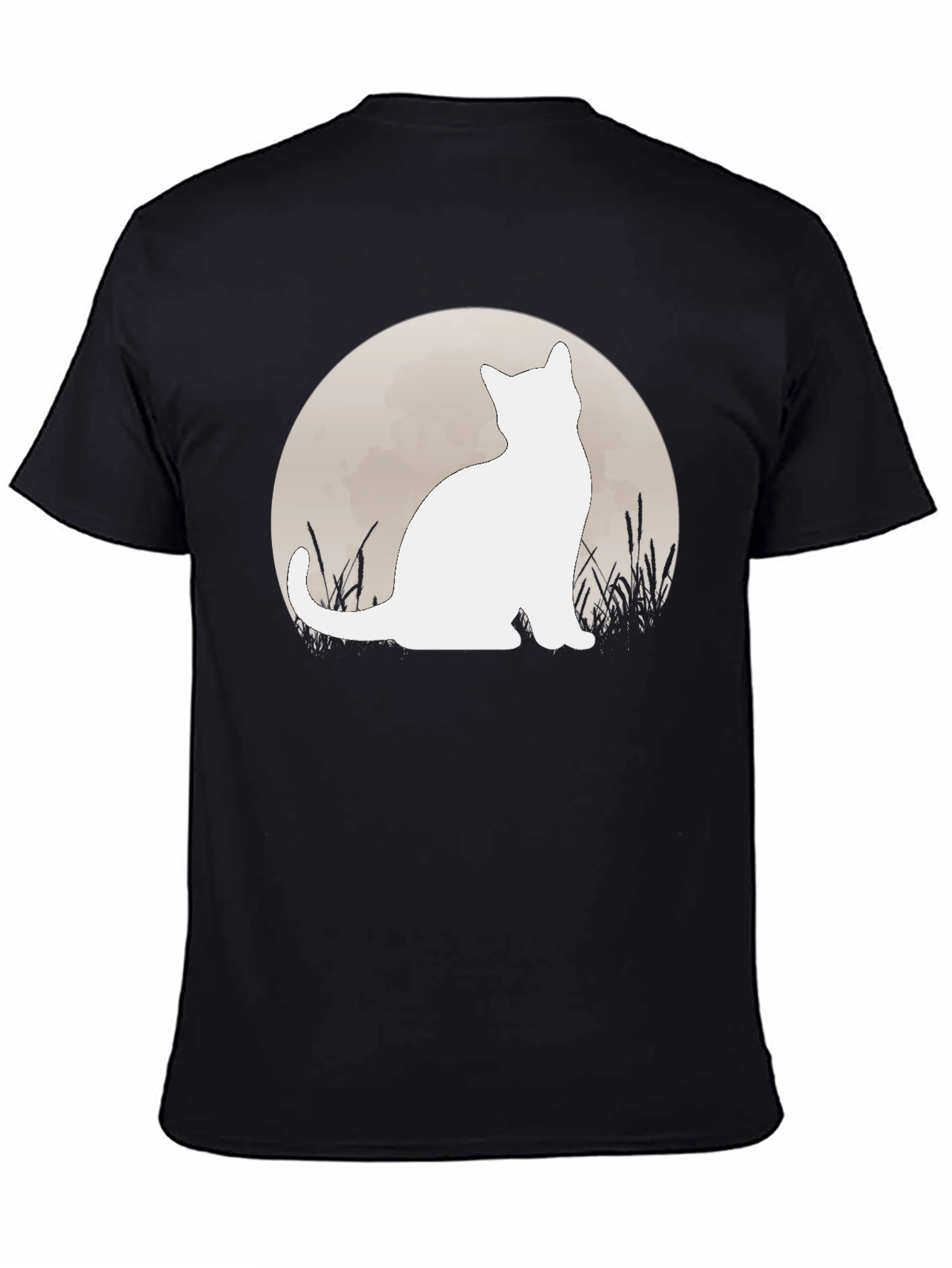 Moon Cat Graphic Tee - Black Casual Shirt