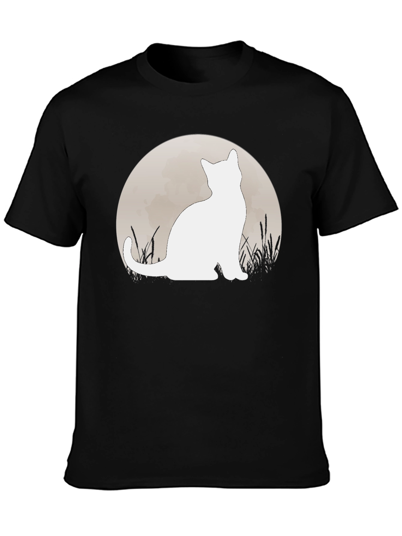 Moon Cat Graphic Tee - Black Casual Shirt