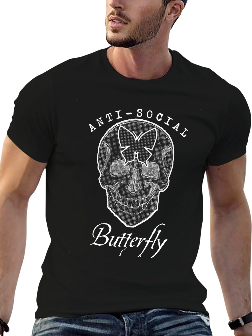 Anti-Social Butterfly Graphic T-Shirt