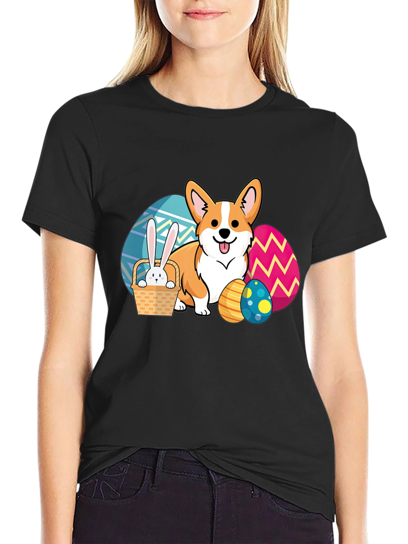 Easter Corgi T-Shirt: Cute Dog & Bunny Tee