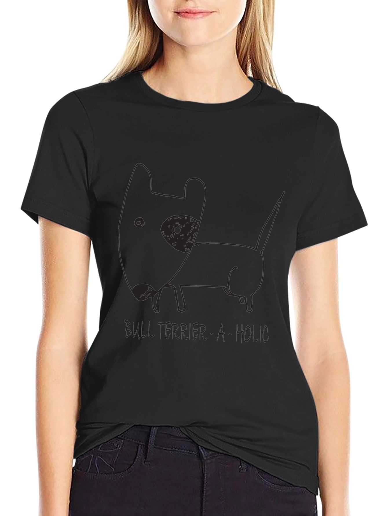Bull Terrier-A-Holic Black T-Shirt Dog Lover Tee