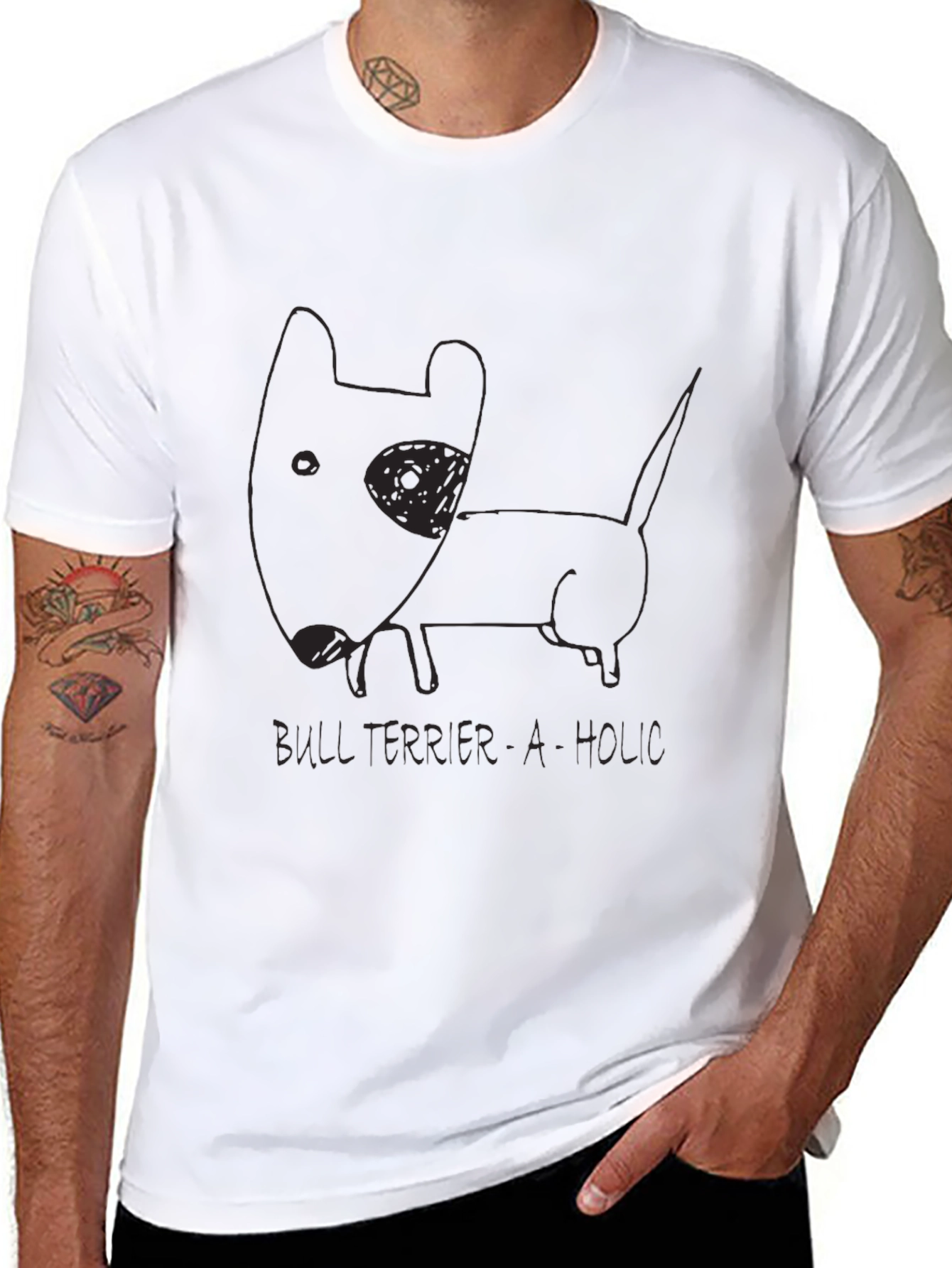 Bull Terrier-A-Holic Black T-Shirt Dog Lover Tee