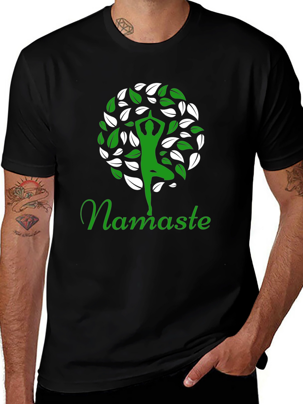 Namaste Yoga Tree Graphic T-Shirt